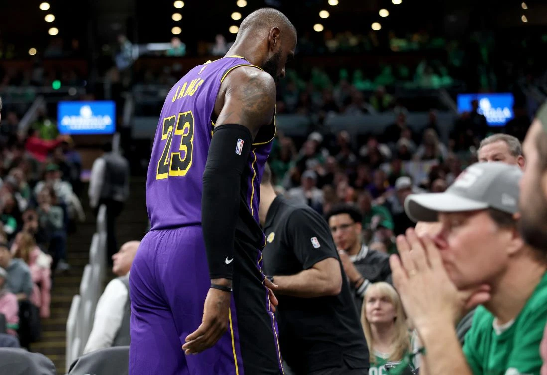 LeBron James didn’t sound overly concerned about the strained groin that he suffered in the waning minutes of Los Angeles’ loss to Boston. (AFP)