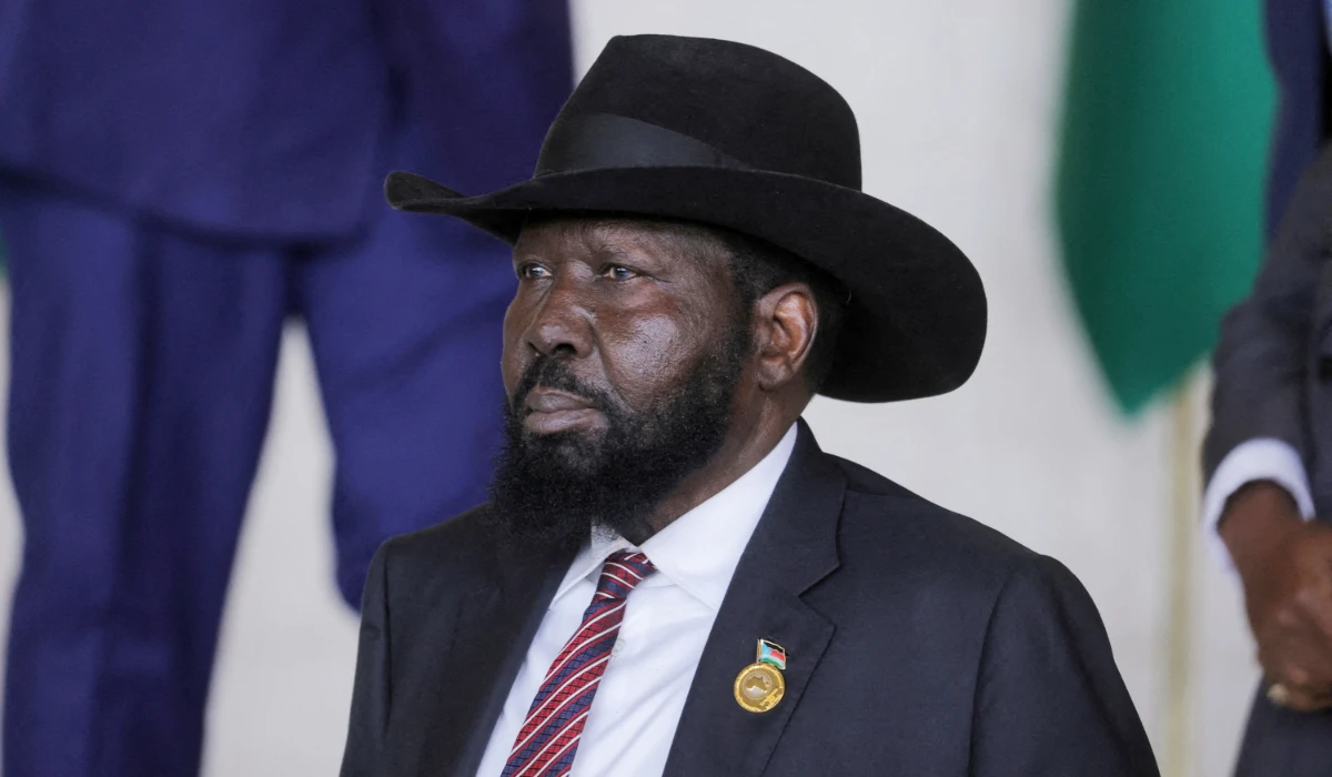 South Sudan's President Salva Kiir Mayardit prepares for a group photo during the opening of an African Union summit in Addis Ababa, Ethiopia, February 15, 2025. (REUTERS)