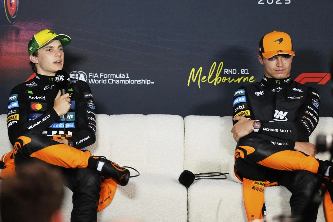 Lando Norris clinched pole position on Saturday for the season-opening Australian Grand Prix ahead of teammate Oscar Piastri as McLaren fired a warning shot to their rivals. (AP)