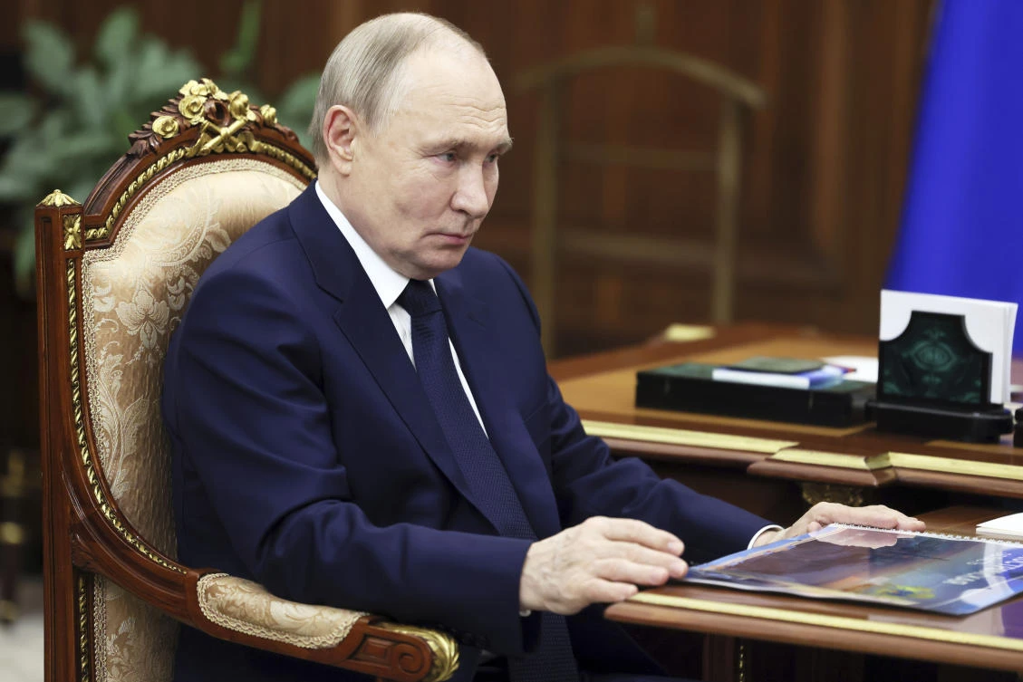 Russian President Vladimir Putin in Moscow, Russia, Thursday, March 20, 2025. (AP)