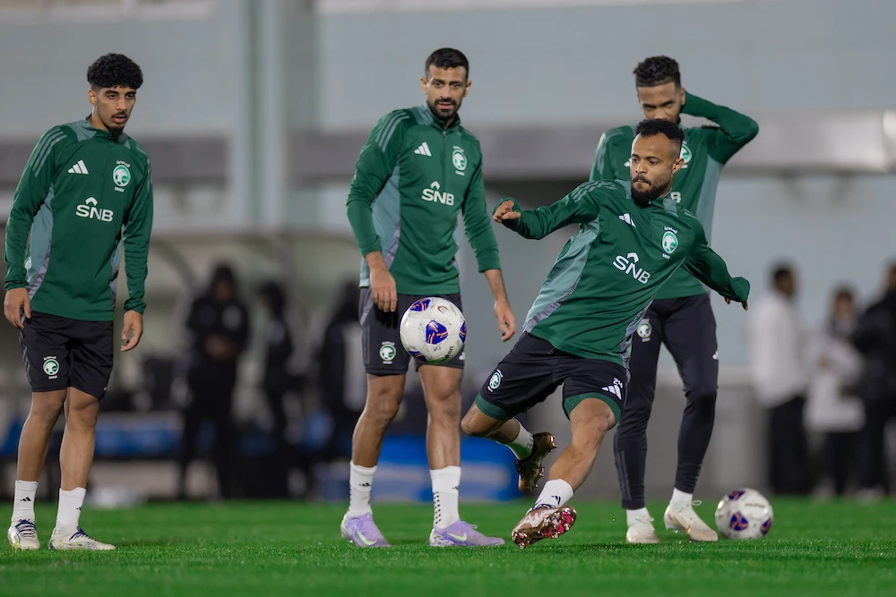 The Saudi Arabian national football team continued their preparations on Sunday evening ahead of their highly anticipated clash against Japan in the eighth round of the Asian qualifiers for the 2026 FIFA World Cup. (Supplied/SAFF)
