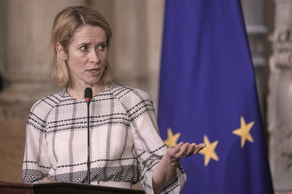 European Union foreign policy chief Kaja Kallas speaks during a news conference with Egyptian Foreign Minister Badr Abdelatty, in Cairo, Mar. 23, 2025. (AP)