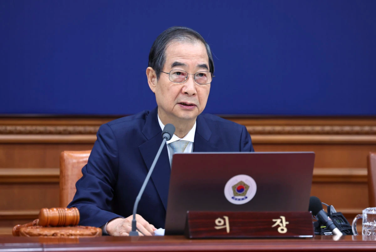 outh Korea's Prime Minister Han Duck-soo, who became the country's acting leader after President Yoon Suk Yeol's impeachment, speaks during a cabinet meeting at the government complex in Seoul, South Korea, on Dec. 24, 2024. (Yonhap via AP, File)