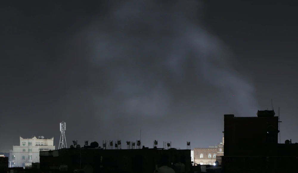Smoke rises from a location reportedly struck by US airstrikes in Sanaa, Yemen on Wednesday. (AP Photo)