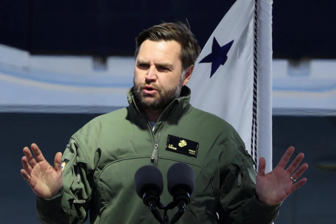 US Vice President JD Vance speaks during a visit to Marine Corps Base Quantico in Quantico, Virginia, US, March 26, 2025. (REUTERS)