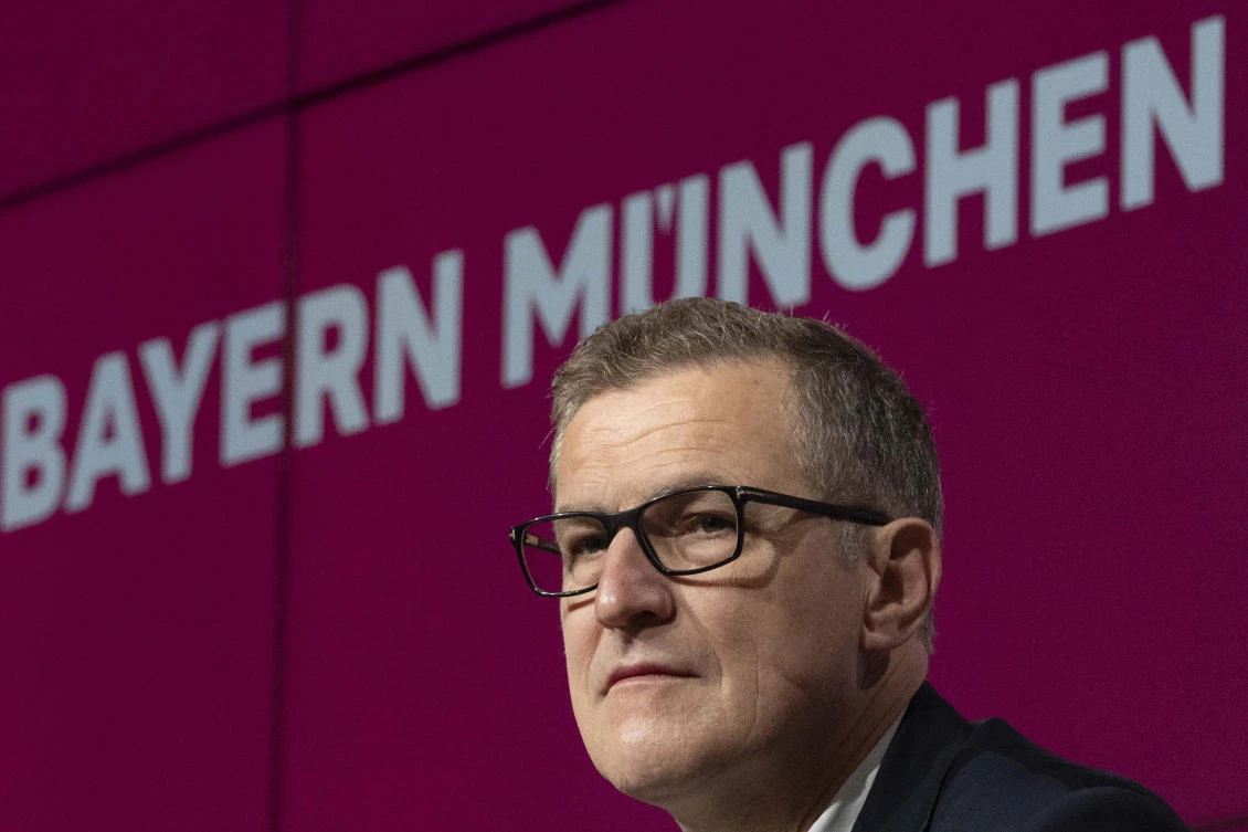Bayern Munich CEO Jan Christian Dreesen attends a news conference in Munich, May 28, 2023. (AP/File)