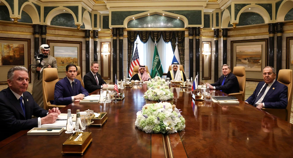 Meeting held between Russian and US delegations last month in Riyadh. (Reuters)