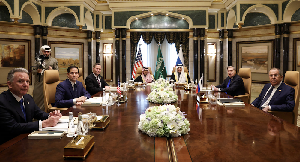 Meeting held between Russian and US delegations last month in Riyadh. (Reuters)