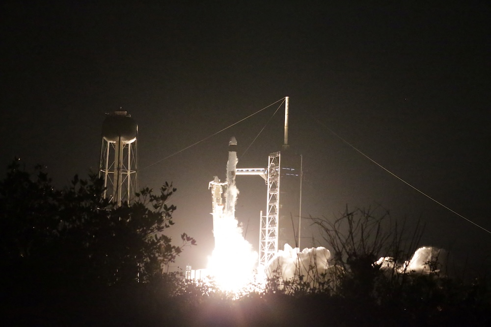 A Saudi mission to study the effects of low gravity on the microbiome of the human eye joined the launch of SpaceX’s Fram2 flight on Monday night. (Reuters)