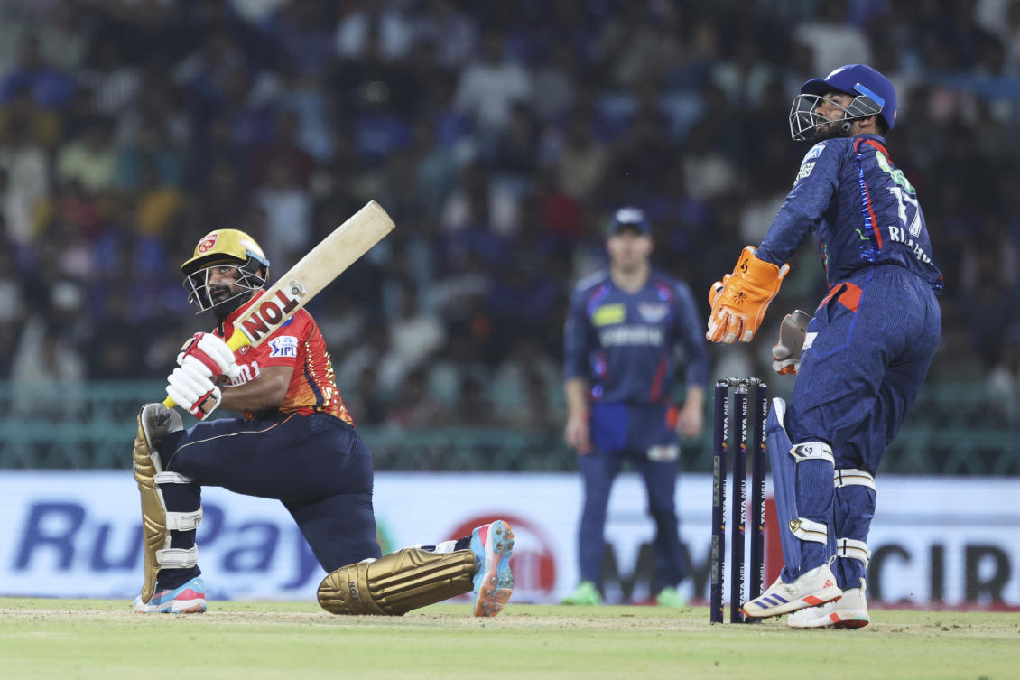 Punjab Kings’ Prabhsimran Singh plays a shot during the IPL match against Lucknow Super Giants at Atal Bihari Vajpayee Ekana Cricket Stadium in Lucknow, India, Tuesday, Apr. 1, 2025. (AP Photo)