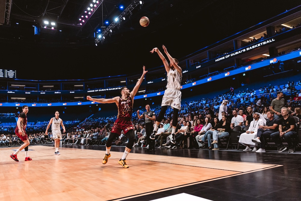 Action from Dubai Basketball’s win over FMP Soccerbet of Serbia at Coca-Cola Arena. (Supplied)