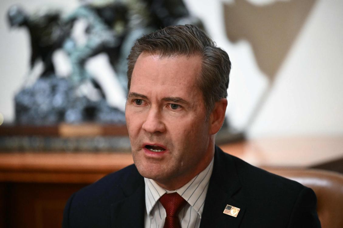 US National Security Advisor Mike Waltz speaks during a meeting with President Donald Trump and Ambassadors in the Cabinet Room of the White House in Washington, DC, Mar. 25, 2025. (AFP)
