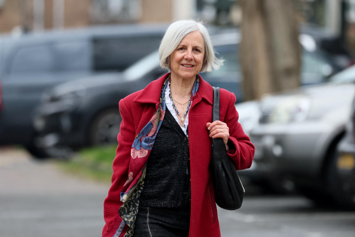 British anti-abortion activist Livia Tossici-Bolt, charged with alleged breaching of a ‘buffer zone’ outside Bournemouth clinic, arrives at Poole Magistrates’ Court in Poole, Britain, April 4, 2025. (Reuters)