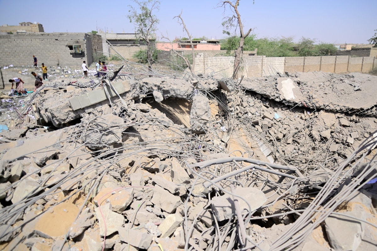 The Iranian-backed Houthis aired no footage from inside the building, which they described as a solar power shop. (AFP)