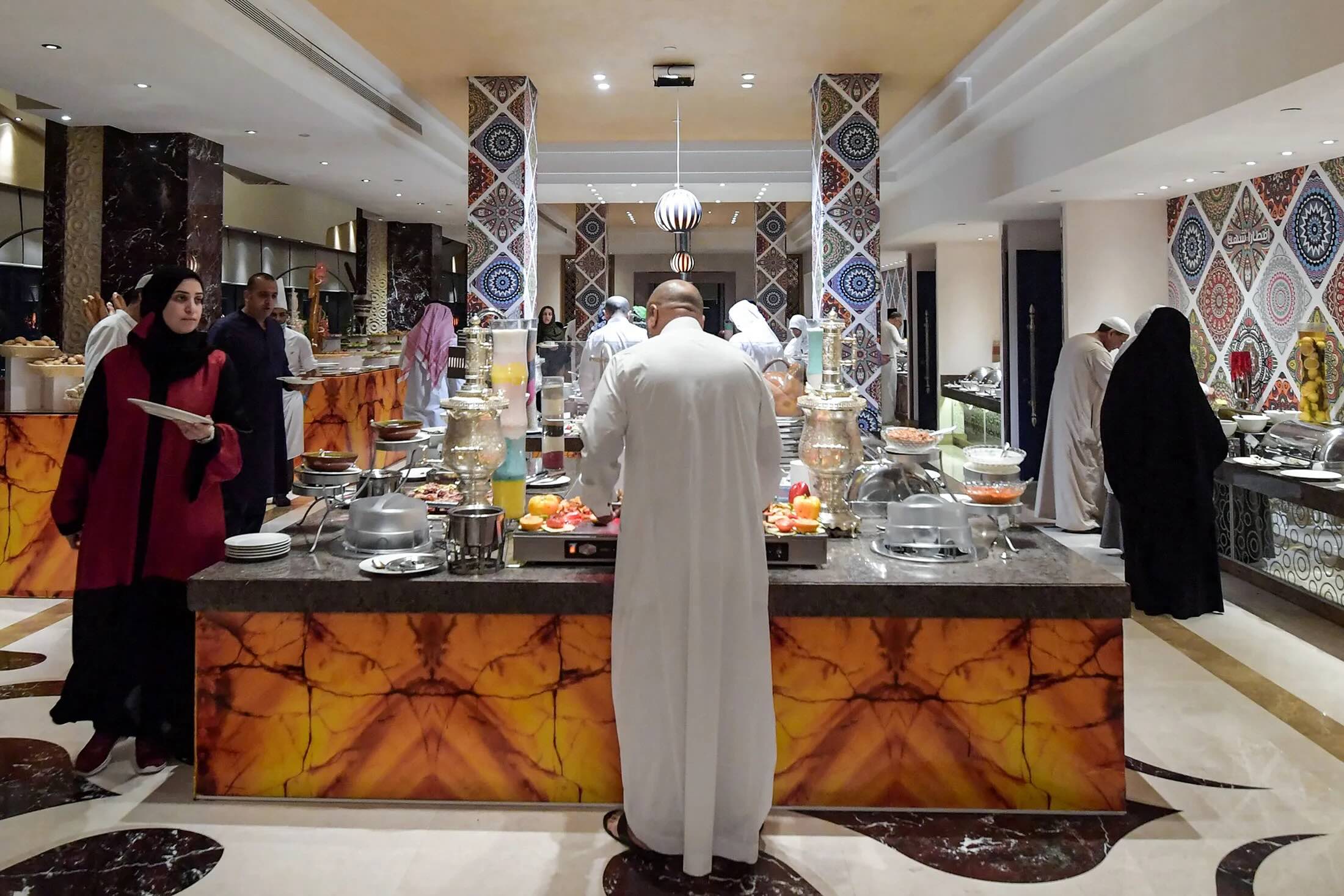 Spending in restaurants and cafes was the only sector to record a rise, with the value of transactions increasing by 2.6 percent to SR2.23 billion. AFP