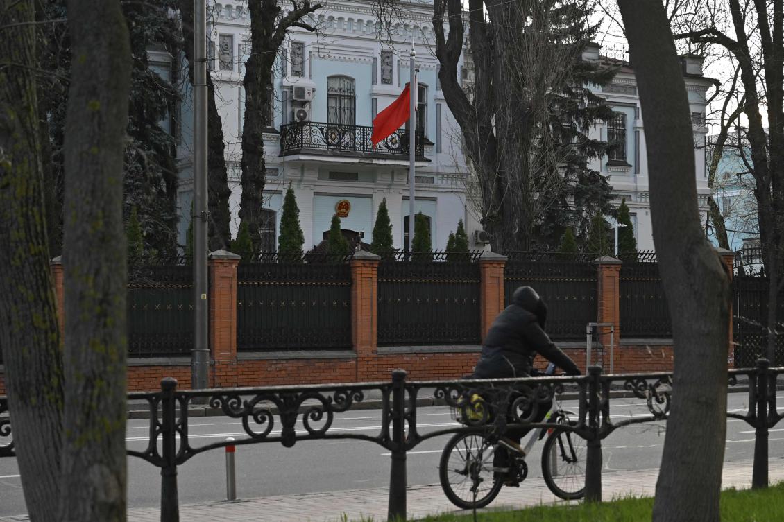 Above, the Chinese embassy in Kyiv on April 8, 2025. China warned parties in the Ukraine war on Thursday against making ‘irresponsible remarks.’ (AFP)