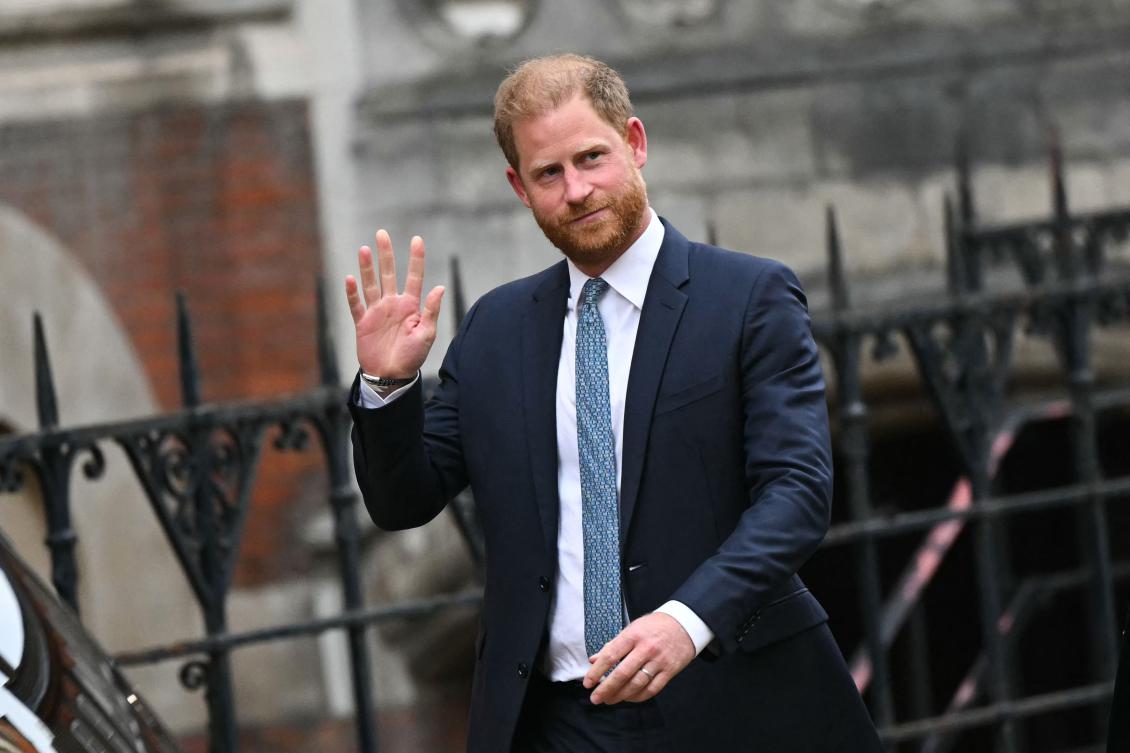 Britain's Prince Harry, Duke of Sussex waves as he leaves the High Court, in central London, Apr. 8, 2025. (AFP)