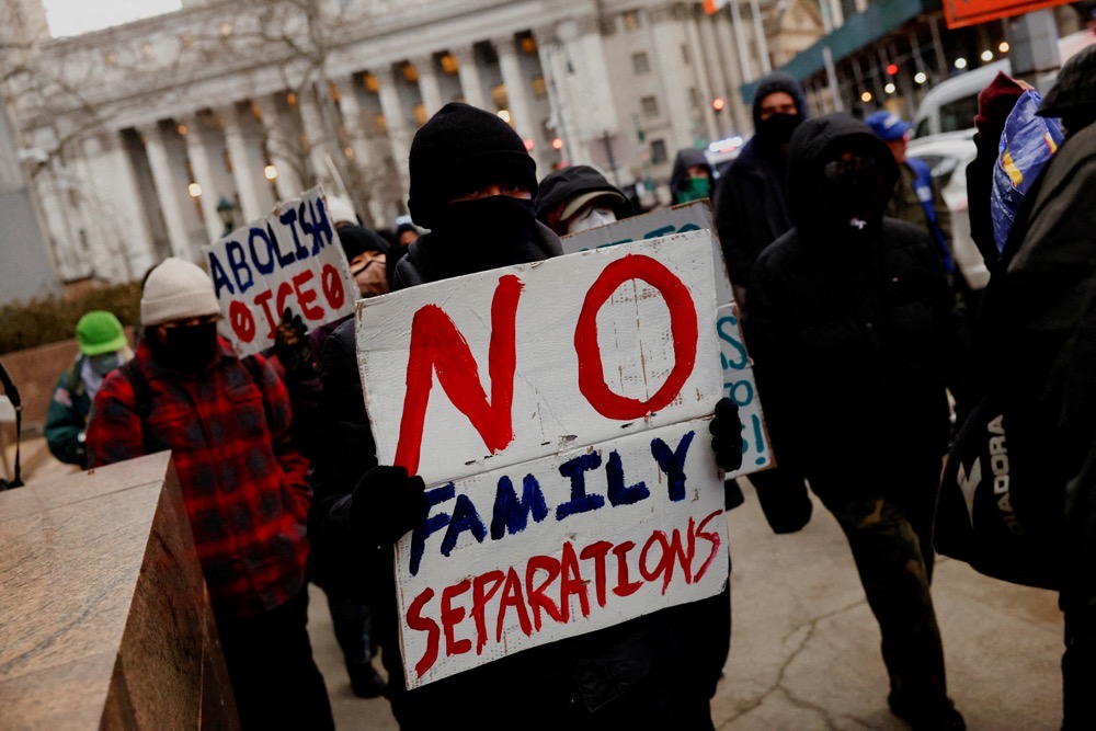 Demonstrators protest against U.S. Immigration and Customs Enforcement (ICE) and deportations carried out by U.S. President Donald Trump's administration. (Reuters/File)