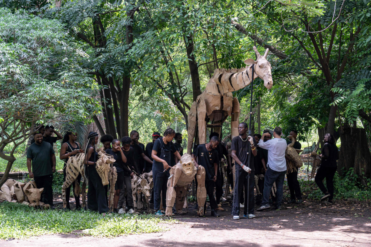 Herd of animal puppets treks from Africa to arctic Circle in climate action