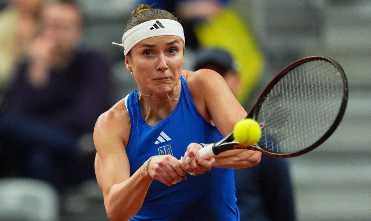 Ukraine's Elina Svitolina in action during her match against Switzerland's Jil Teichmann. (Reuters)