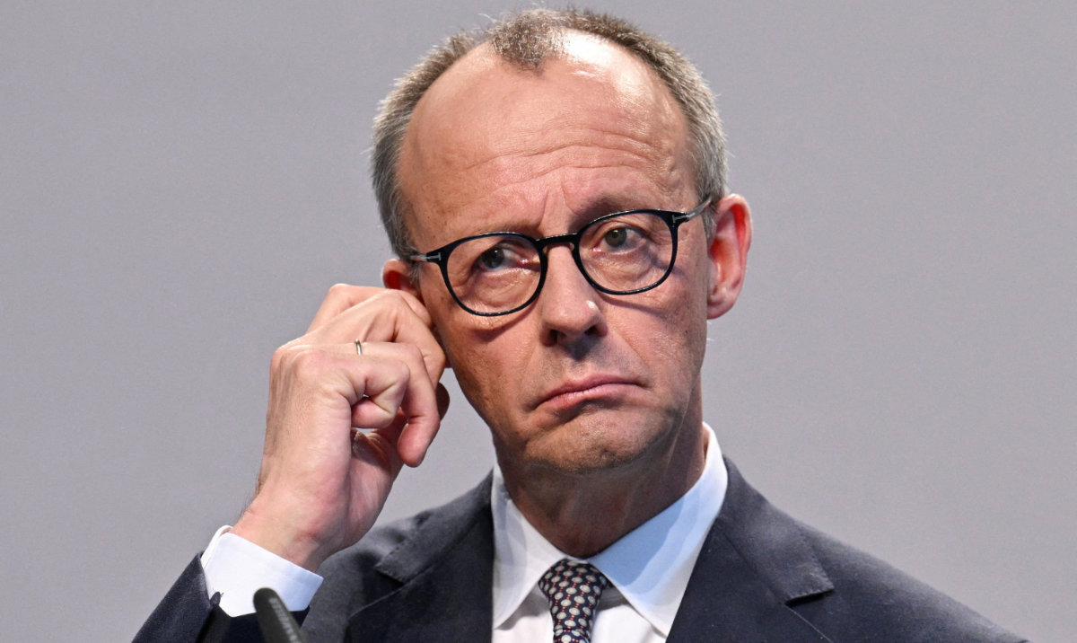 Germany's chancellor-in-waiting and leader of the Christian Democratic Union party (CDU) Friedrich Merz looks on during a press conference in Berlin, Germany. (Reuters)