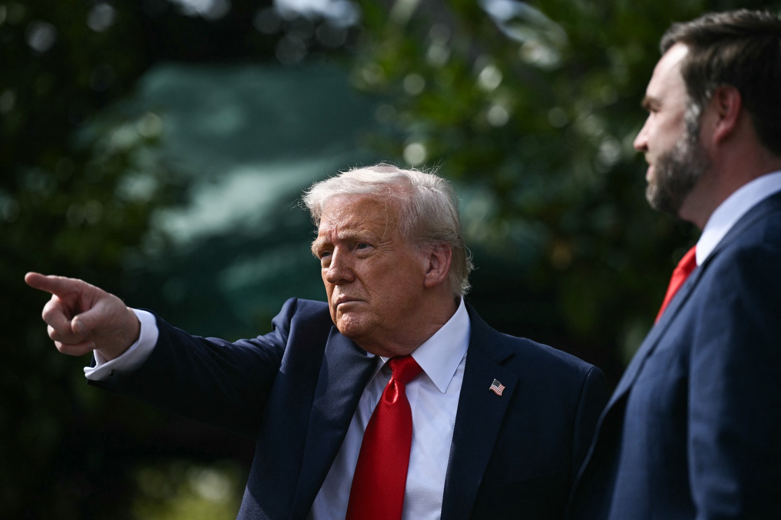 “Let’s say Putin number one, but let’s say Biden, who had no idea what the hell he was doing, number two, and Zelensky,” Trump said during a meeting with the visiting president of El Salvador. (AFP)