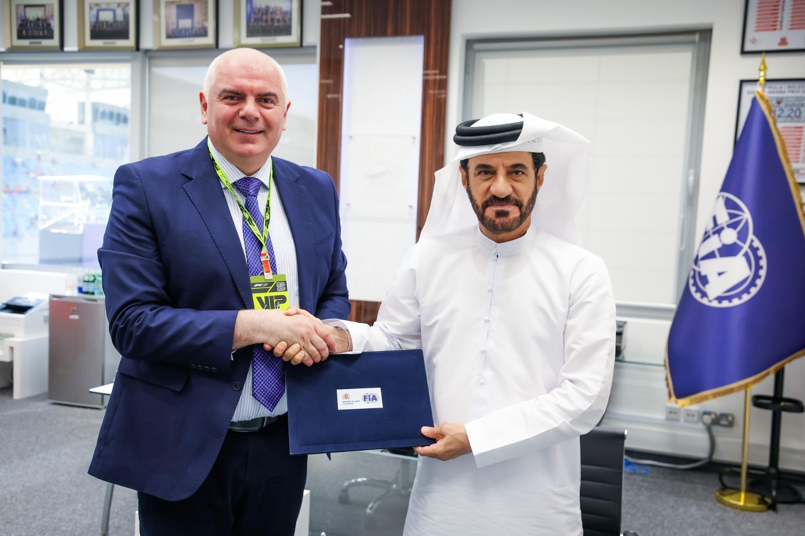 FIA President Mohammed Ben Sulayem with Georgian Minister of Sport Shalva Gogoladze (Supplied)