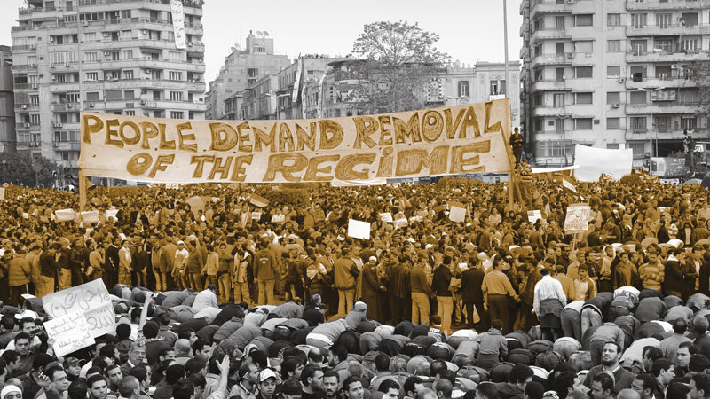 Egyptian protesters fill Tahrir Square in Cairo, demanding the resignation of President Hosni Mubarak. AFP