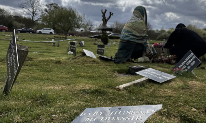 Dozens of graves, including those of babies and young children, were desecrated in a suspected Islamophobic hate crime in the British town of Watford, near London. (Wadi Funeralcare)