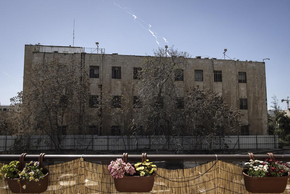 The Iran-backed Houthi militia have regularly fired missiles and drones targeting Israel. Above, smoke trails in the sky after an earlier interception of a projectile in Jerusalem on March 27, 2025. (AFP file photo)