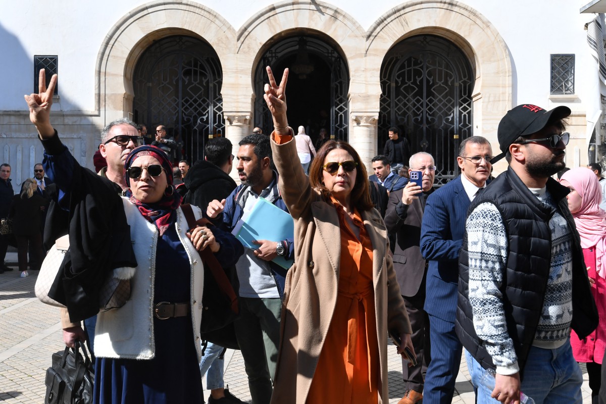 Around 40 high-profile defendants activists, politicians, lawyers and media figures are on trial, some of whom have been vocal critics of President Kais Saied (AFP)