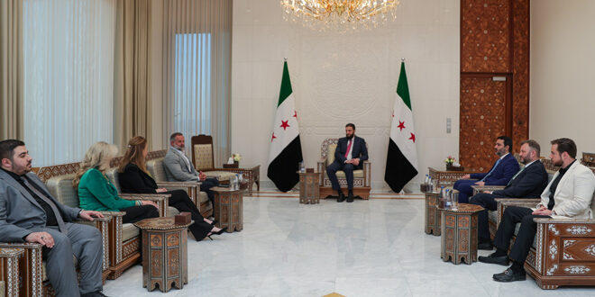 President Al-Sharaa meets with US Congressman Cory Mills in Damascus. (Courtesy: SANA)
