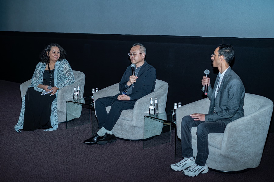 Koji Yamamura, center, spoke at the Saudi Film Festival. (AN Photo)