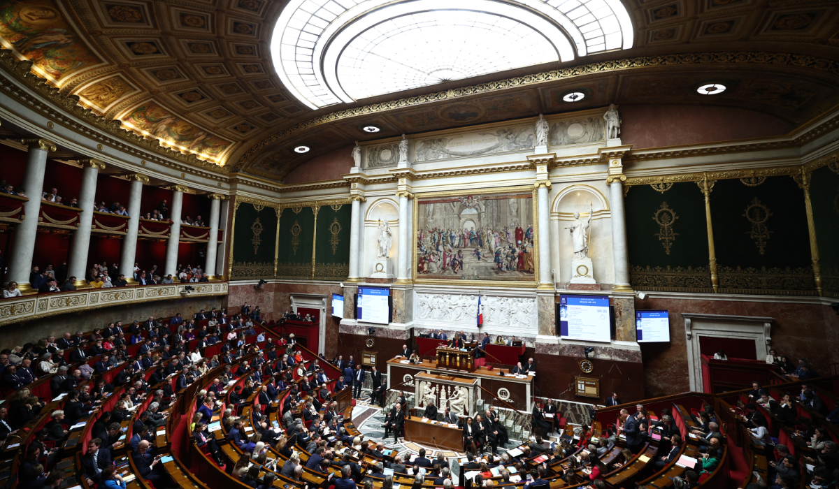 French MPs and the French government take part in a session of questions to the government at the National Assembly, France's lower house parliament, in Paris on April 1, 2025. (AFP)