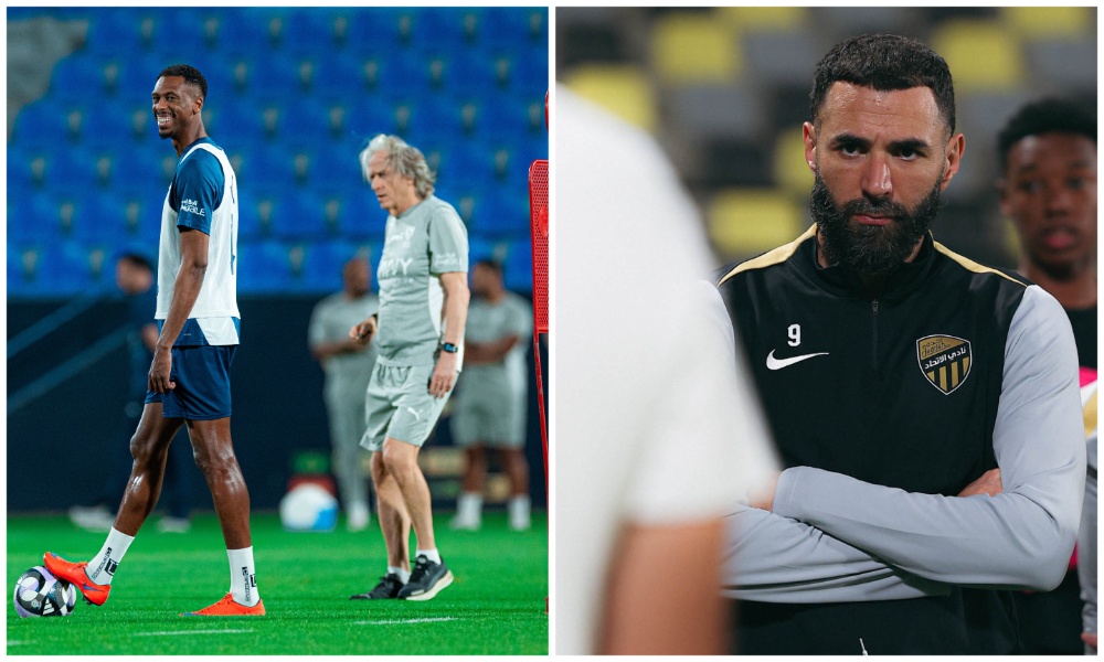 The Saudi Pro League title race intensifies on Monday as Al-Hilal and Al-Ittihad both face crucial tests in round 29. (X/@alhilalfc_en/@ittihad_en)
