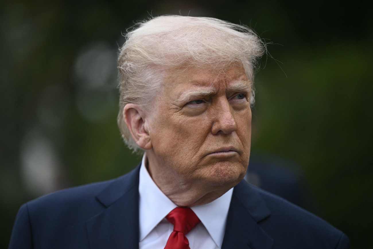 US President Donald Trump looks on at the White House on April 21, 2025, in Washington, DC. (Reuters)