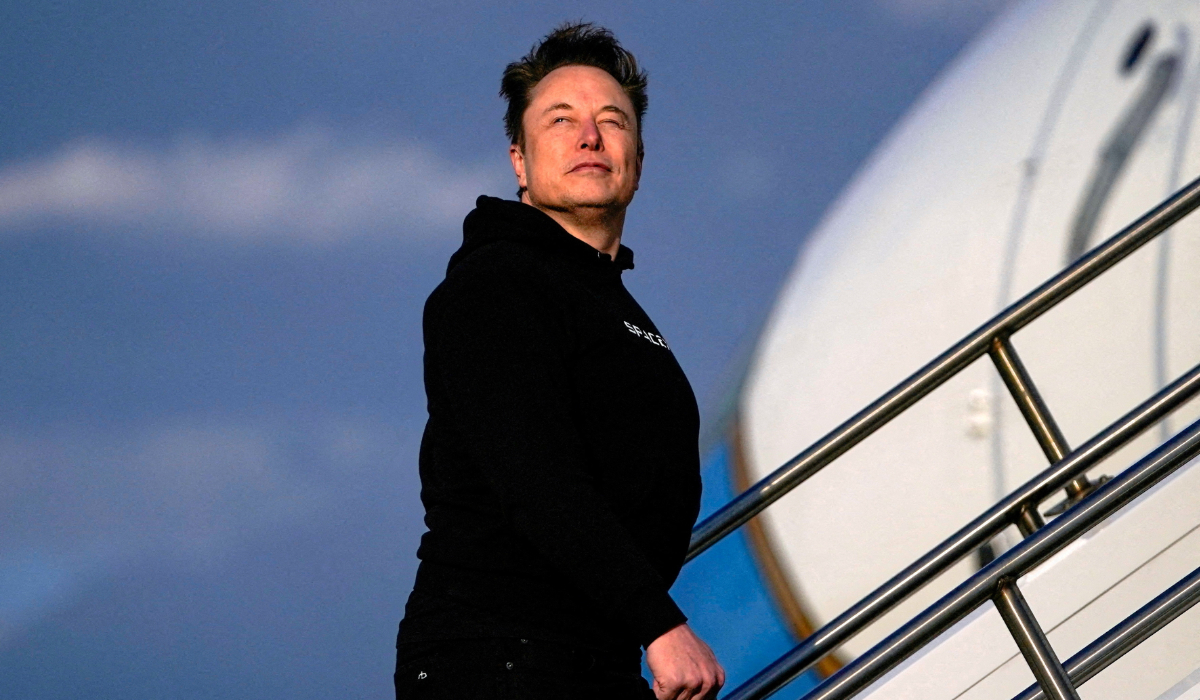 Tesla CEO Elon Musk boards Air Force One with U.S. President Donald Trump (not pictured) as they depart for Philadelphia, Pennsylvania, from Morristown Municipal Airport in Morristown, New Jersey, U.S., March 22, 2025. (REUTERS)