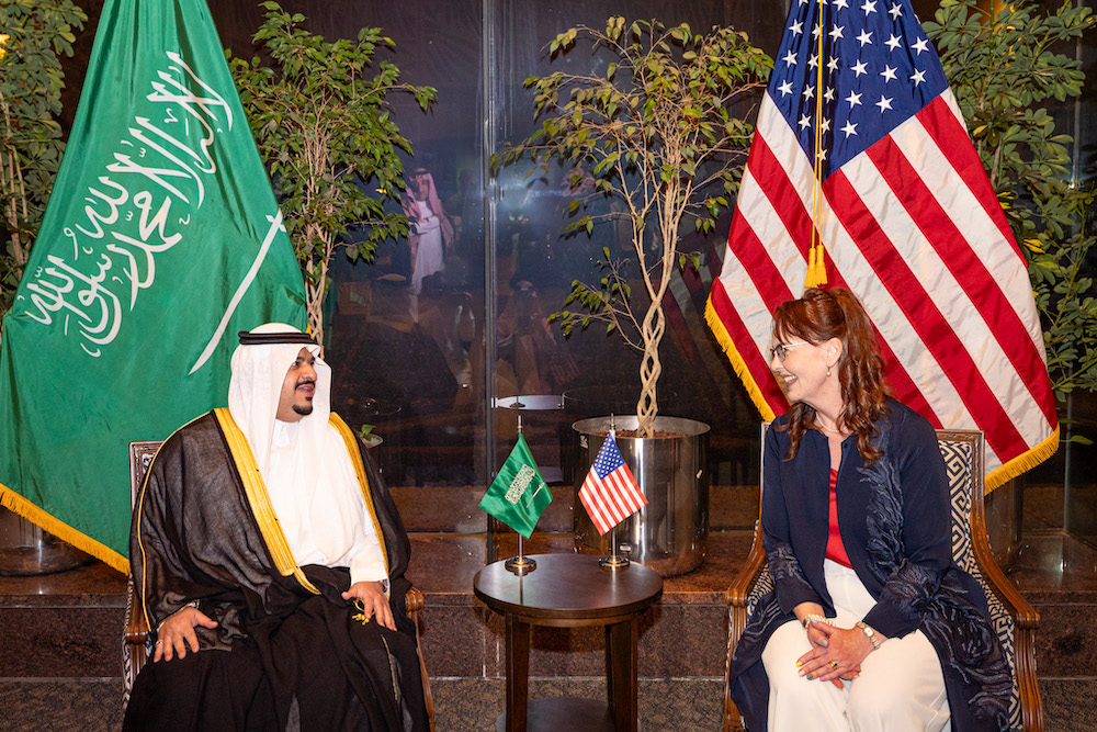 US Charge d’Affaires Alison Dilworth welcomed Deputy Riyadh Gov. Prince Mohammed bin Abdulrahman bin Abdulaziz. (Supplied)