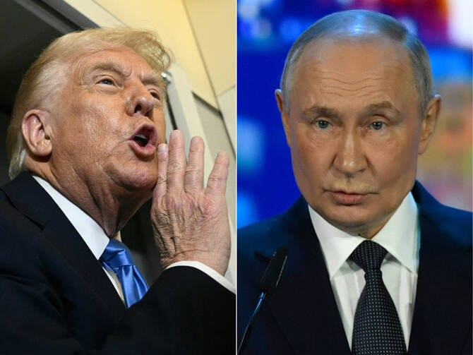 President Donald Trump on Thursday offered rare criticism of Vladimir Putin, urging the Russian leader to “STOP!” after a deadly barrage of attacks on Kyiv, Ukraine's capital. (AFP/File)