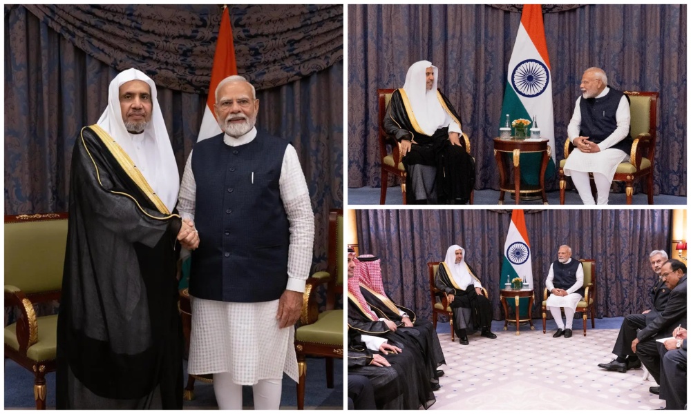 Indian Prime Minister Narendra Modi on Wednesday met Sheikh Mohammed bin Abdulkarim Al-Issa, secretary-general of the Muslim World League, to discuss strengthening intercultural dialogue and cooperation. (Muslim World League)