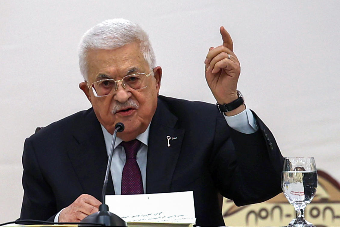 Palestinian Authority President Mahmoud Abbas speaks during the 32nd Palestinian Liberation Organization's Central Council session in Ramallah, Apr. 23, 2025. (AFP)