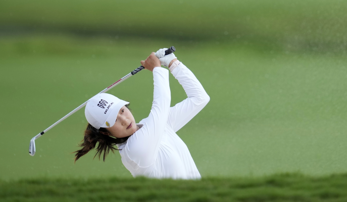 Yu Liu, of China, hits on the fifth hole during the second round of the Chevron Championship LPGA golf tournament Friday in The Woodlands, Texas. (AP)