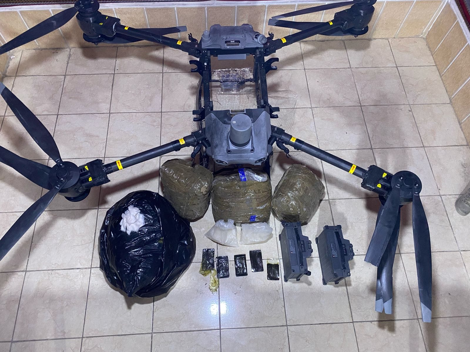The drone was tracked, intercepted and brought down inside Jordanian territory, with the seized drugs handed over to the relevant agencies. (Petra)