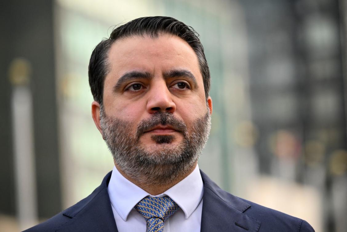 Syrian Foreign Minister Asaad Al-Shaibani arrives to raise the new Syrian flag during a raising ceremony at the UN Headquarters in New York. (File/AFP)