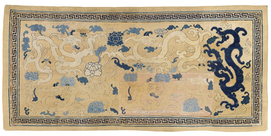 An Imperial Ming “Qi” Dragon Palace carpet dating from the Wanli period, circa 1575-1600. (Supplied)