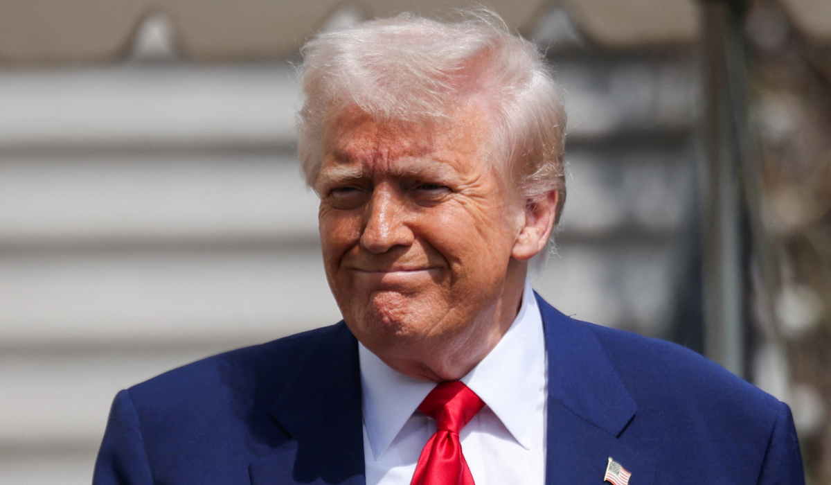 US President Donald Trump reacts before boarding Marine One in Washington, D.C. (REUTERS)