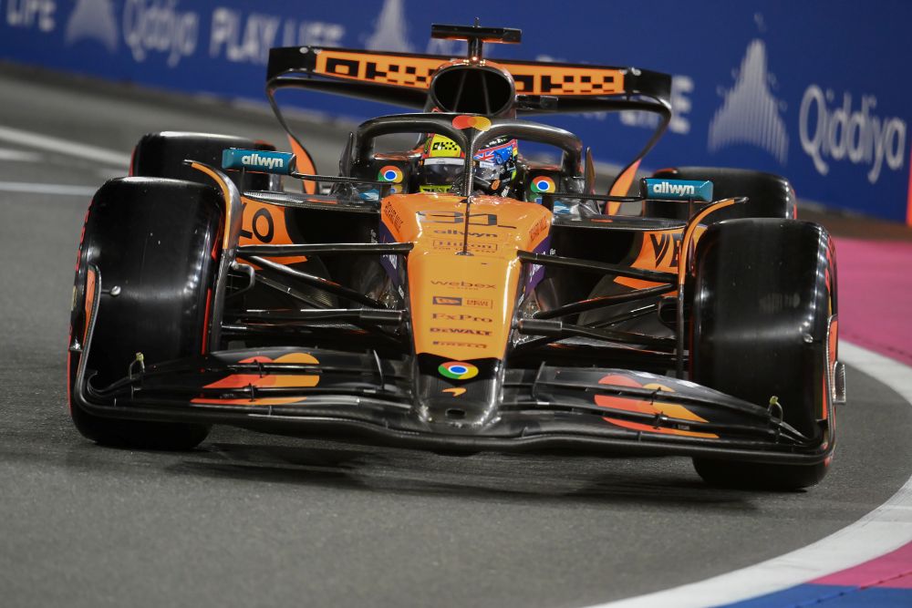 Oscar Piastri benefited from a penalty for Red Bull’s Max Verstappen to take control of the race. (AN Photo/Hashim Nadeem)