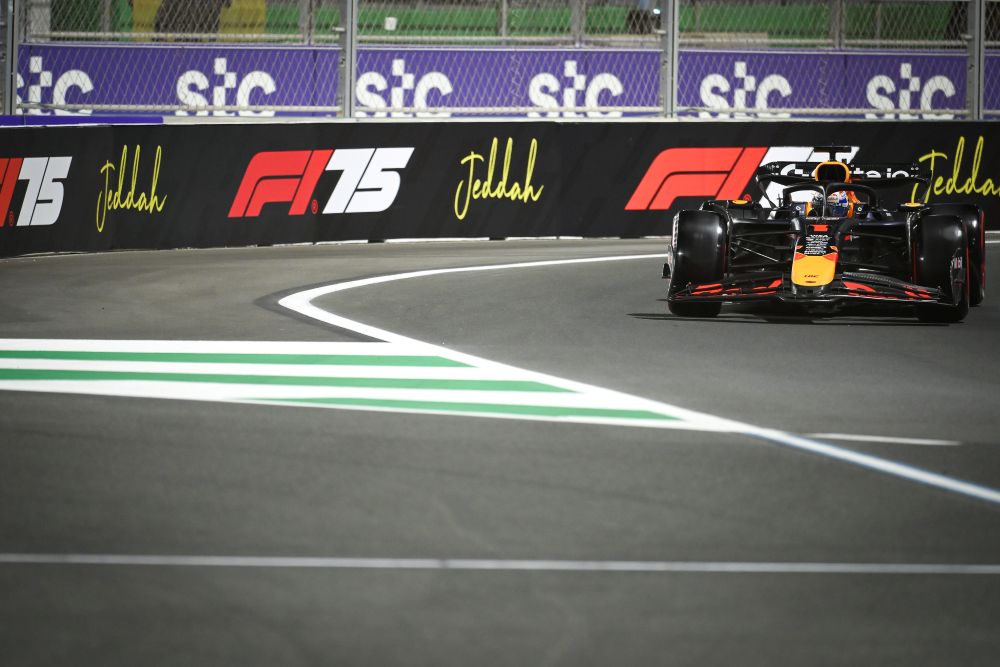 Oscar Piastri benefited from a penalty for Red Bull’s Max Verstappen to take control of the race. (AN Photo/Hashim Nadeem)