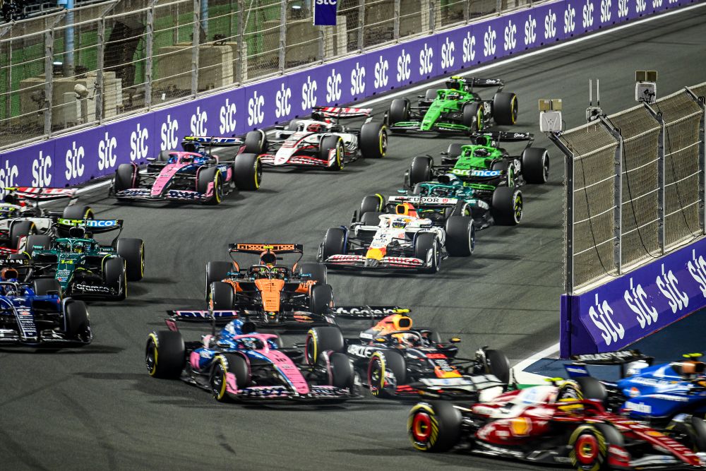 Oscar Piastri benefited from a penalty for Red Bull’s Max Verstappen to take control of the race. (AN Photo/Hashim Nadeem)