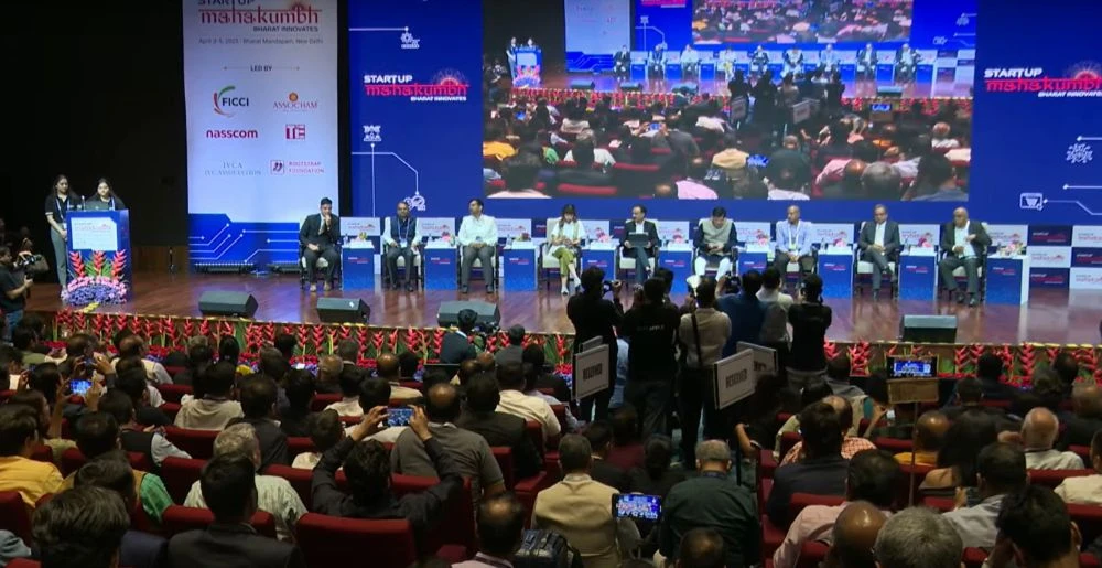 India’s Commerce and Industry Minister Piyush Goyal attends Startup Mahakumbh in New Delhi, April 3, 2025. (Startup Mahakumbh)
